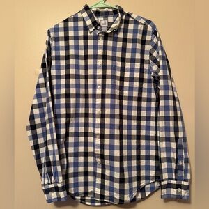 JCPenny Men's Blue and White Checkered Dress Shirt